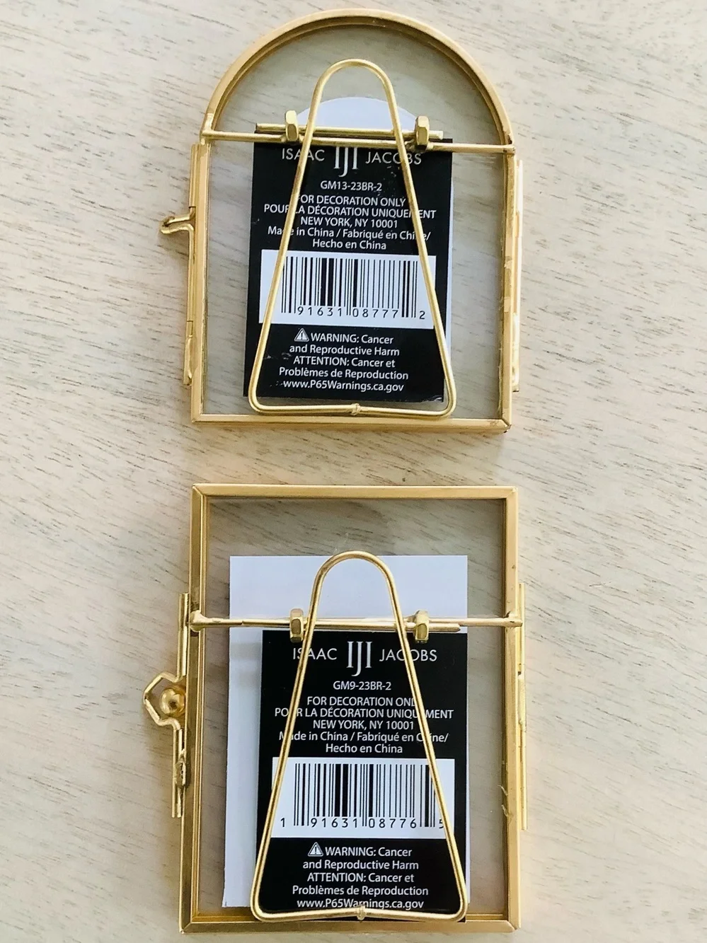 2 Pressed Glass Mini Picture Frames
